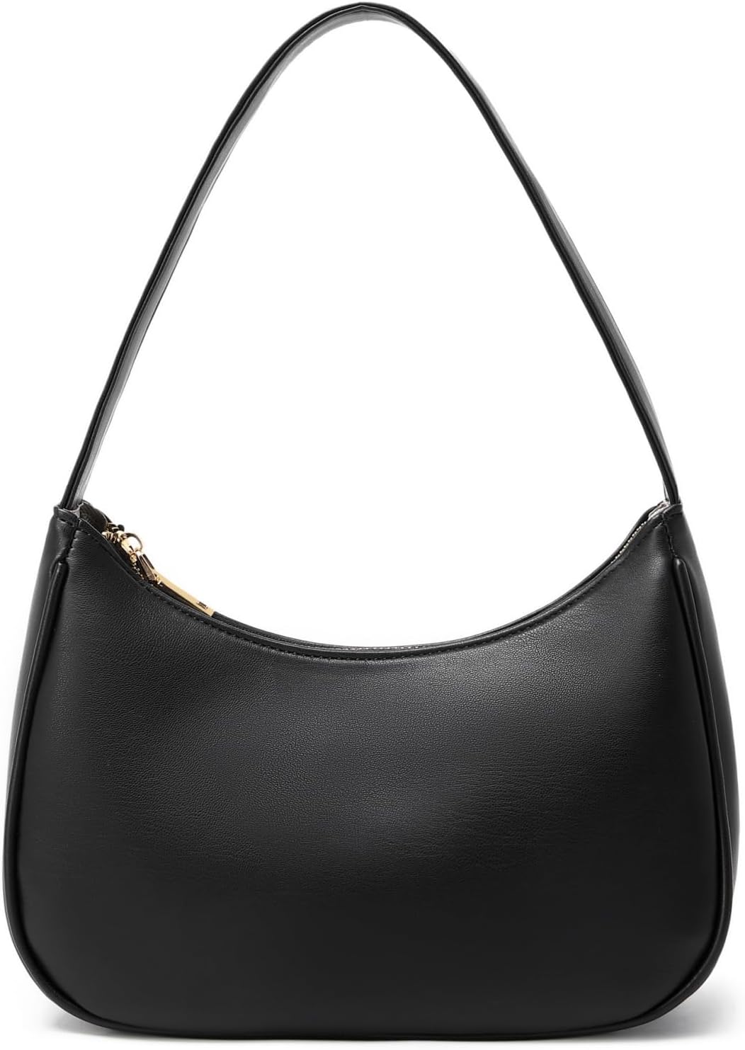 Vegan leather hobo shoulder bag in {color} with zipper closure — view 1