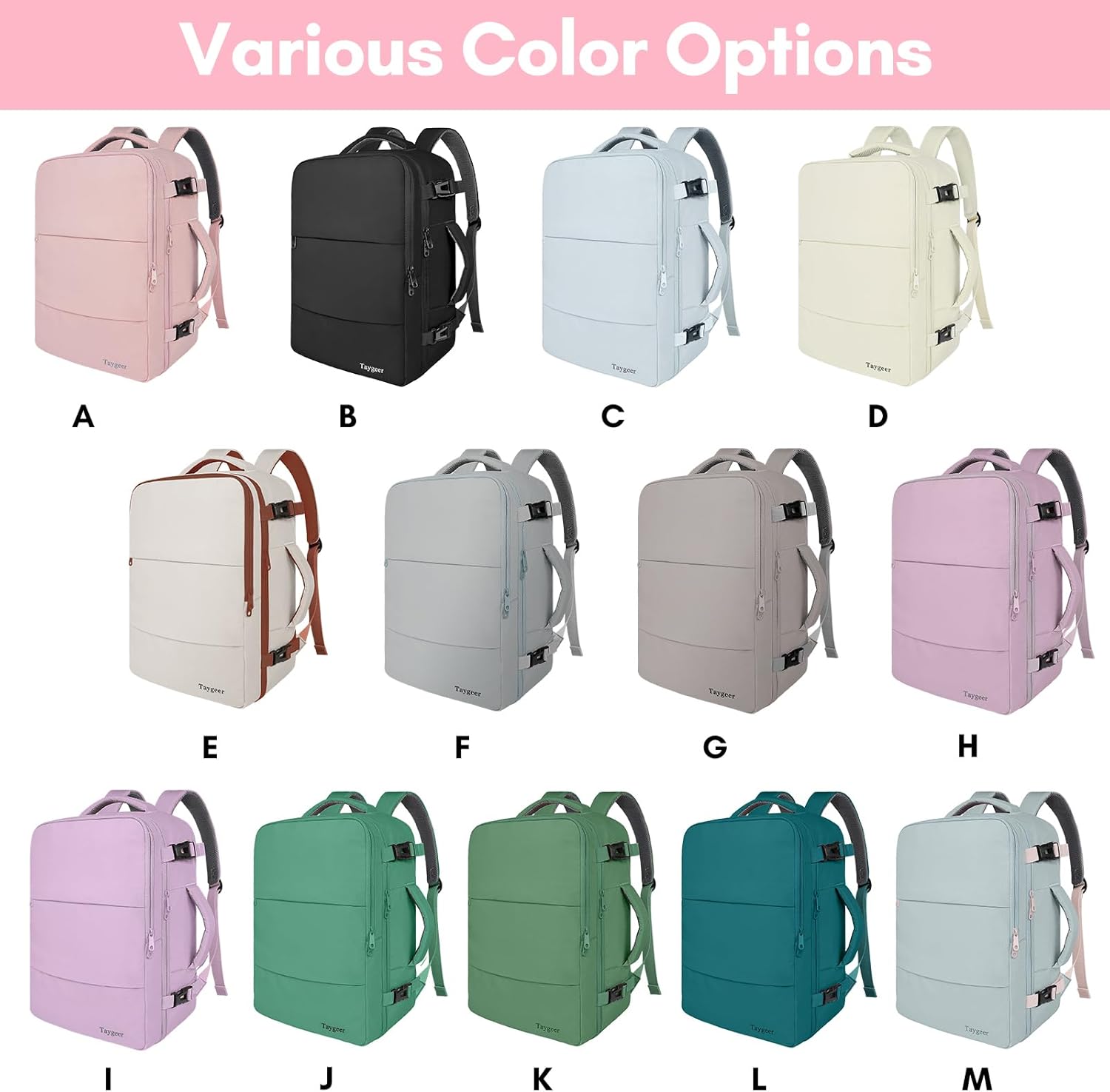 Pink nylon TSA-approved laptop backpack with water bottle pocket and shoe compartment — view 2