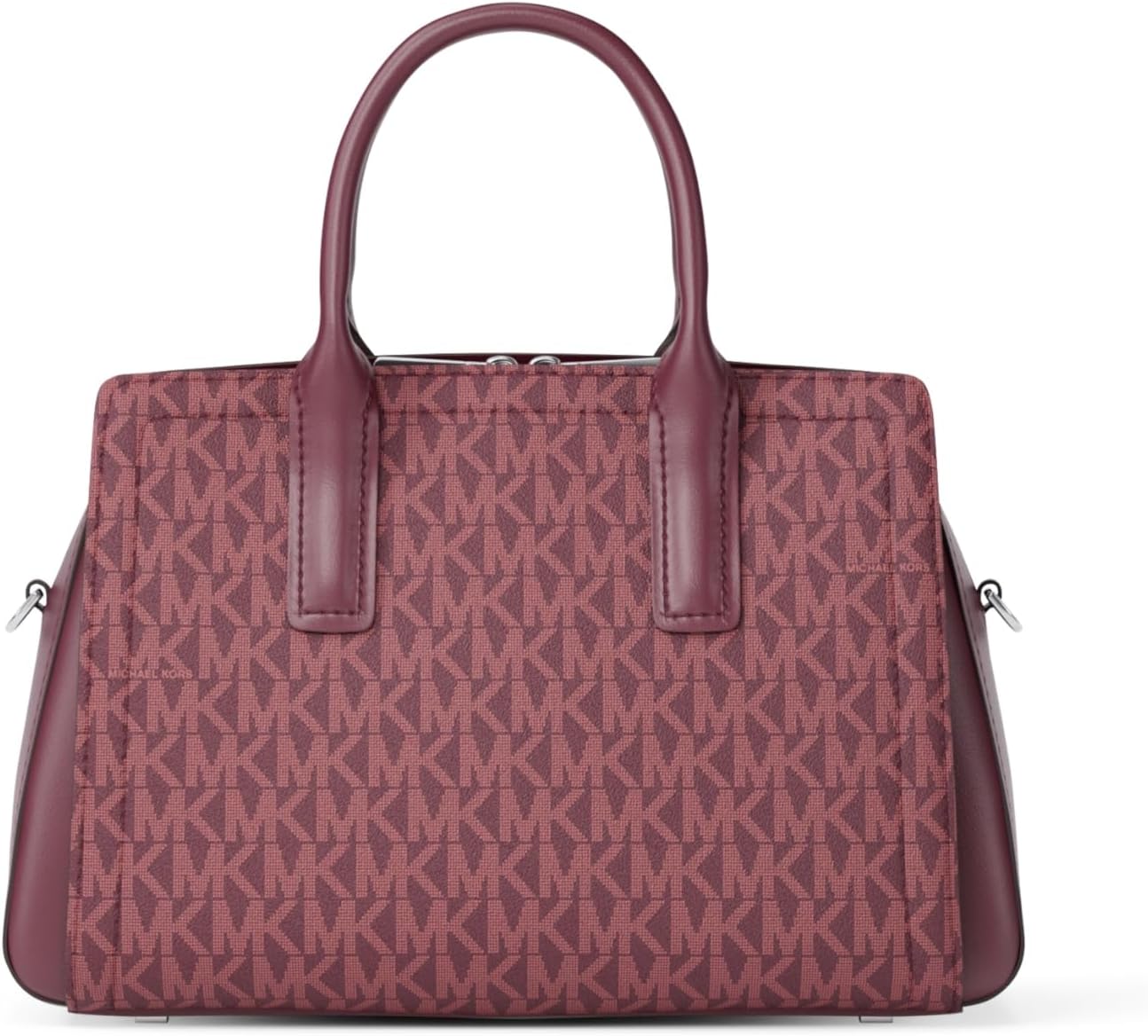 Leather satchel shoulder bag in neutral tone — back
