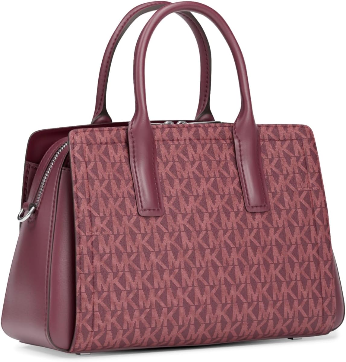 Leather satchel shoulder bag in neutral tone — detail