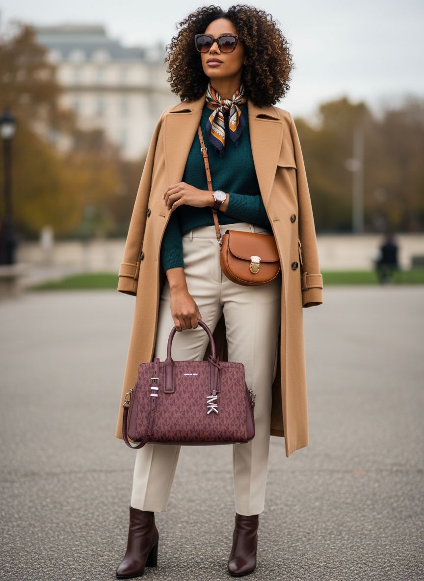 Leather satchel shoulder bag in neutral tone — view 5b