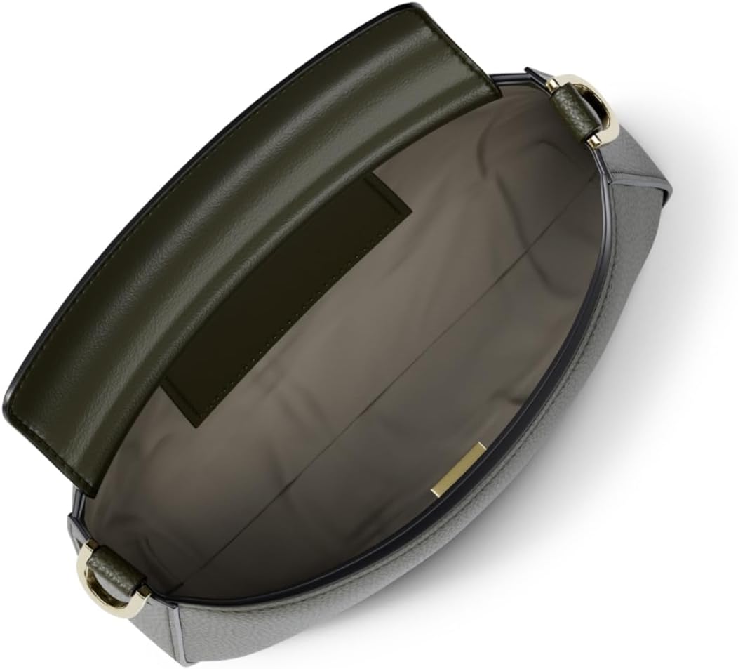 Leather convertible crossbody bag in neutral color, front view with chain strap — view 2