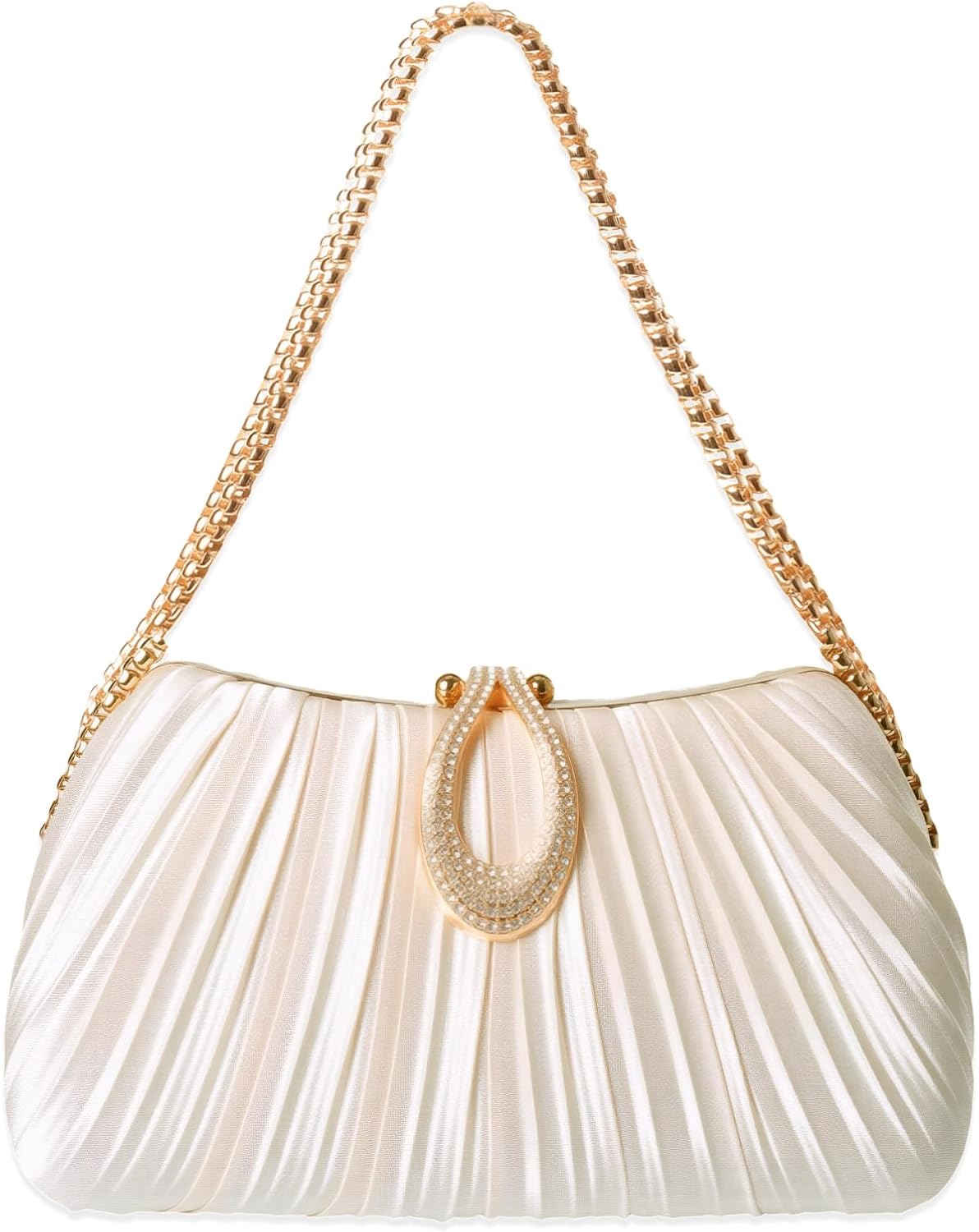 Sparkling gold vegan leather clutch purse for evening events — view 1