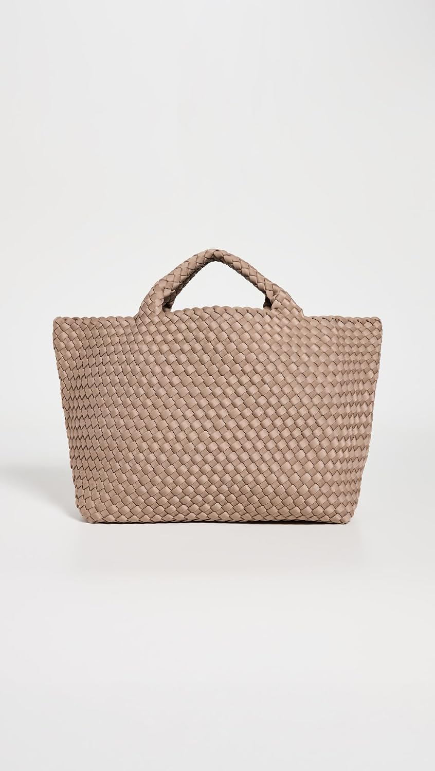 Neutral straw tote bag with boho design, ideal for beach and travel use — view 2