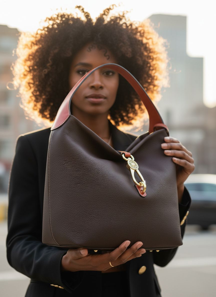 Dooney & Bourke pebble grain leather shoulder bag with logo lock in neutral color, shown with matching coin purse — view 3b