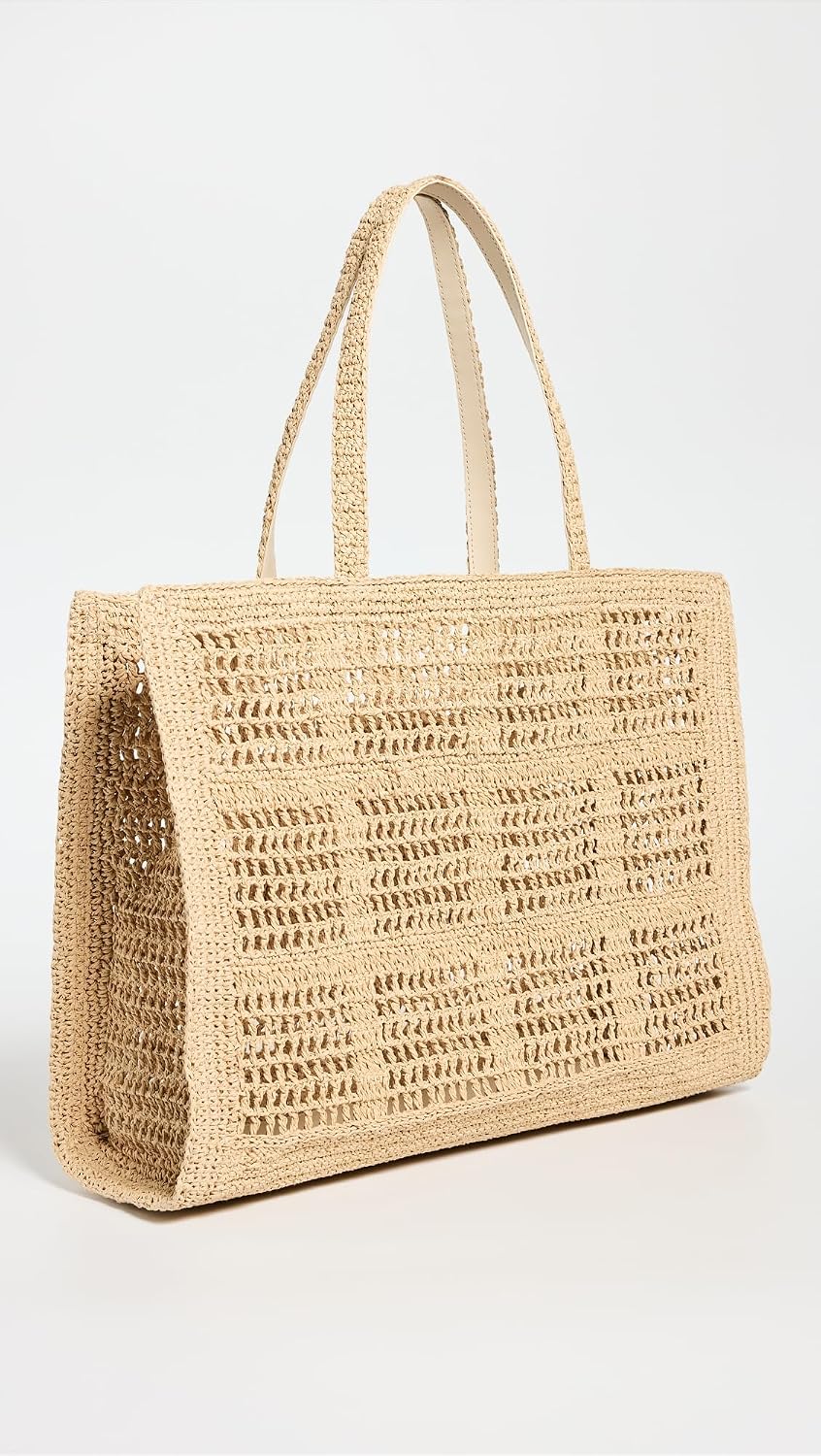 Crocheted cotton large tote bag in neutral color, boho style — view 4