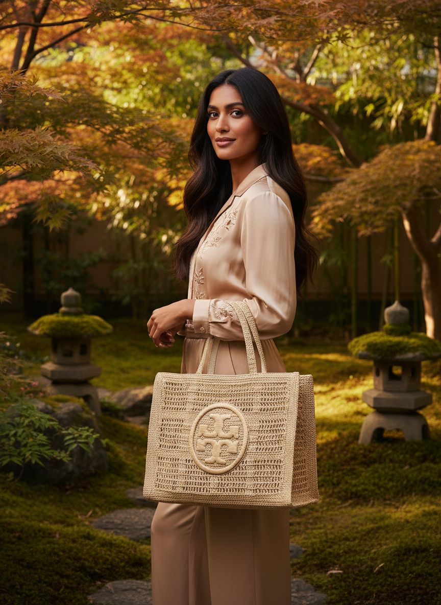 Crocheted cotton large tote bag in neutral color, boho style — view 1