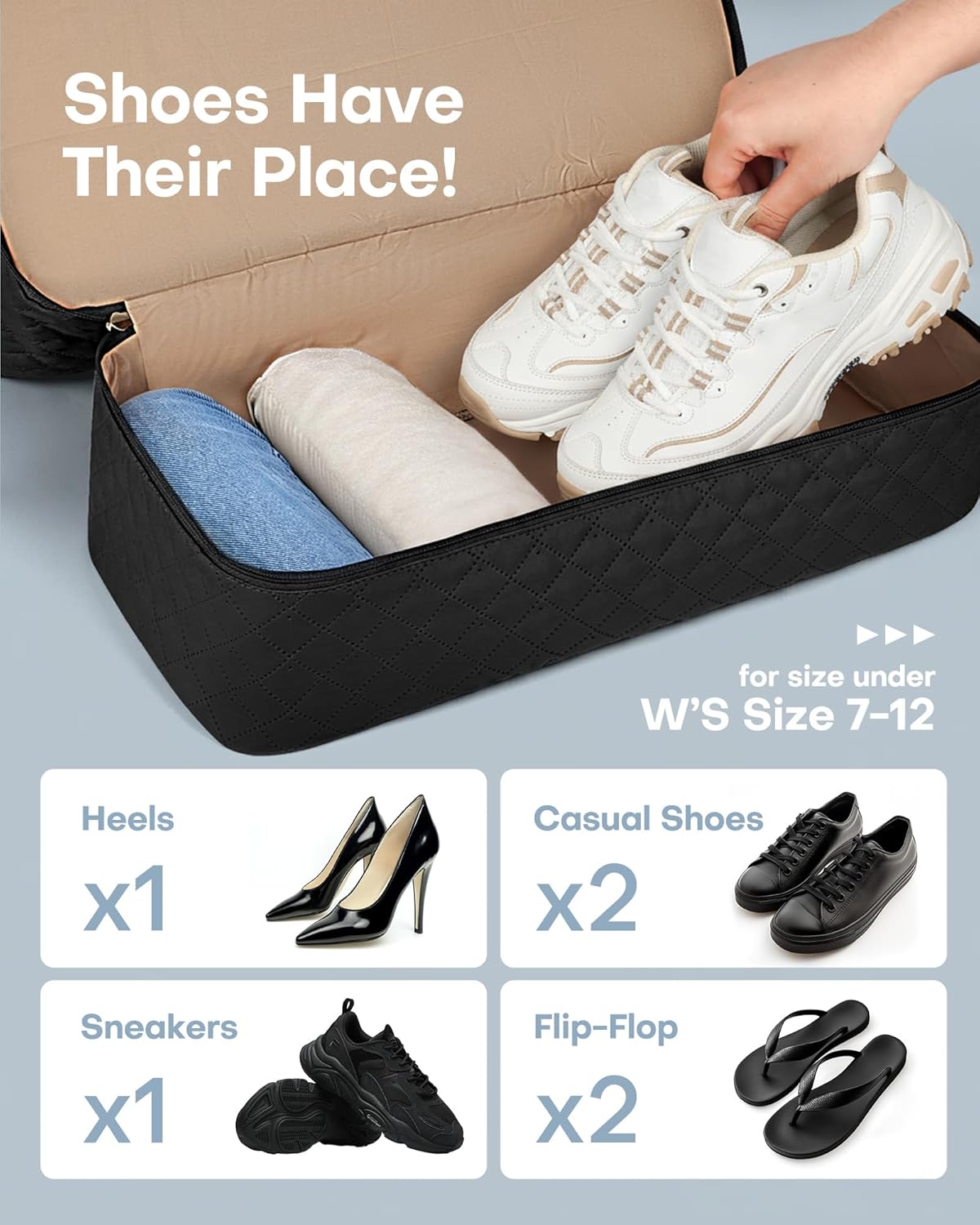 Black nylon weekender duffel bag with shoe compartment and detachable toiletry pouch — view 3a
