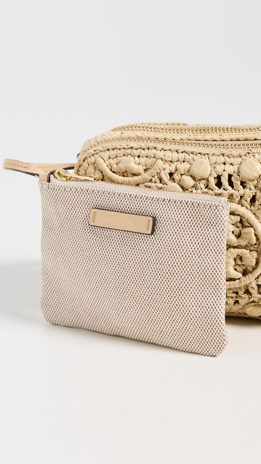 Leather mini crossbody bag in neutral, front view — side