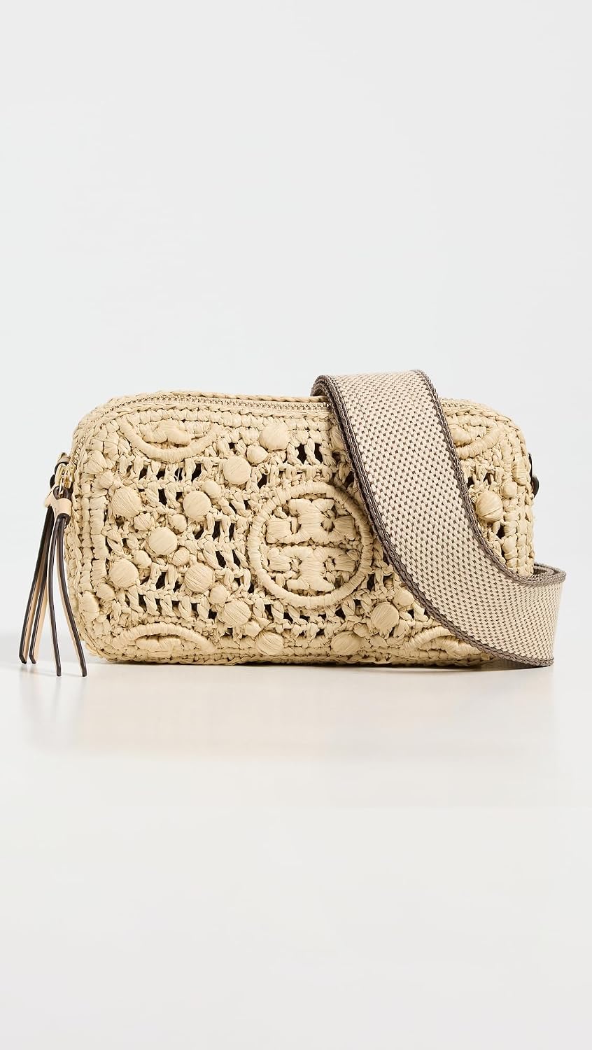 Leather mini crossbody bag in neutral, front view — back
