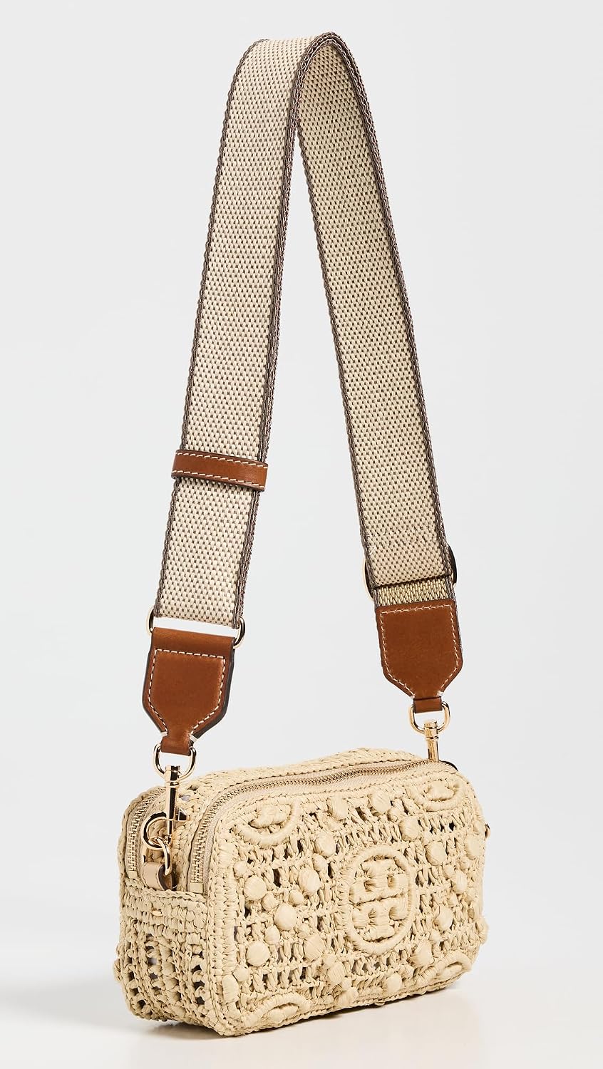 Leather mini crossbody bag in neutral, front view — detail
