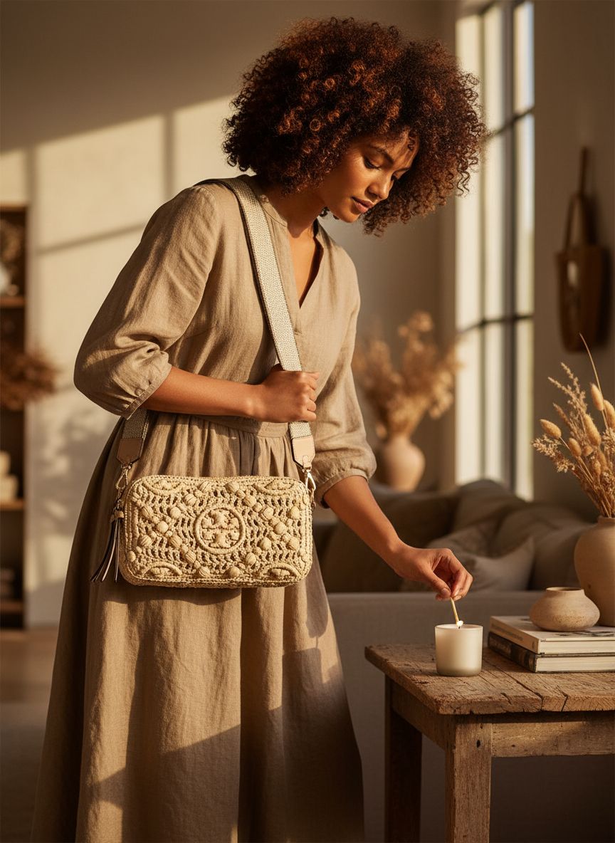 Leather mini crossbody bag in neutral, front view — view 4