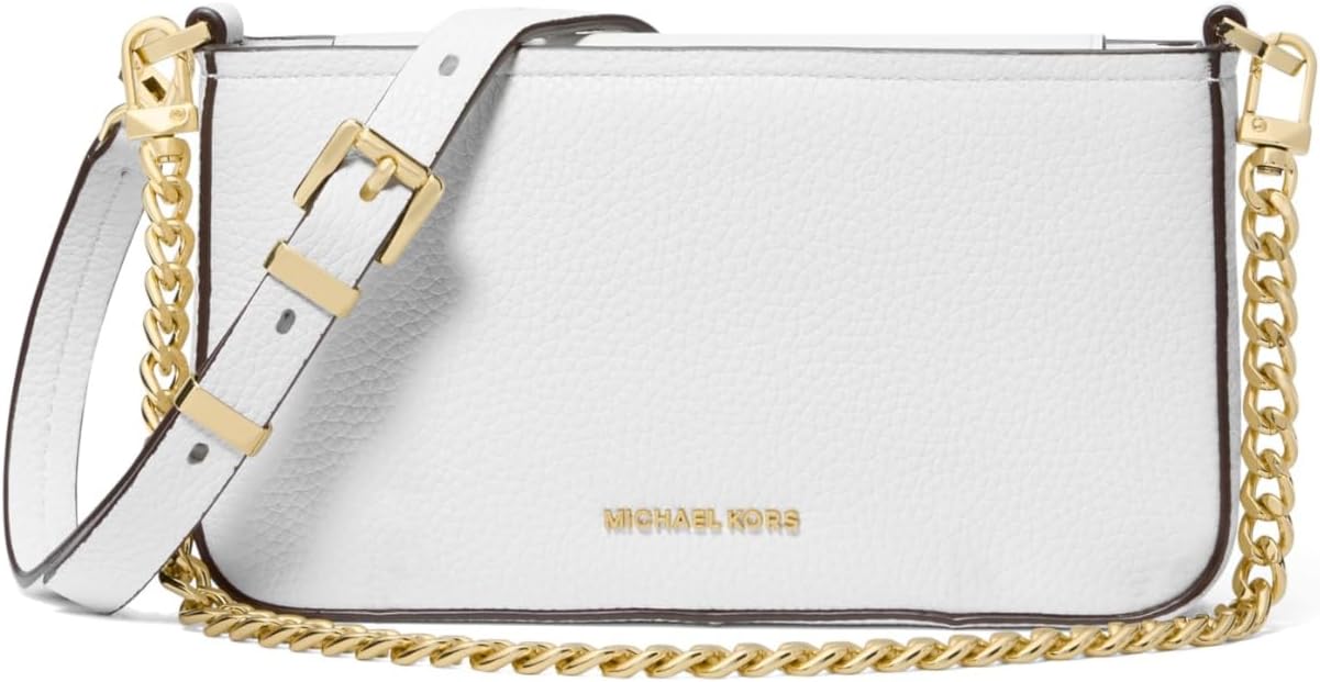 Neutral leather convertible crossbody bag, front view — front