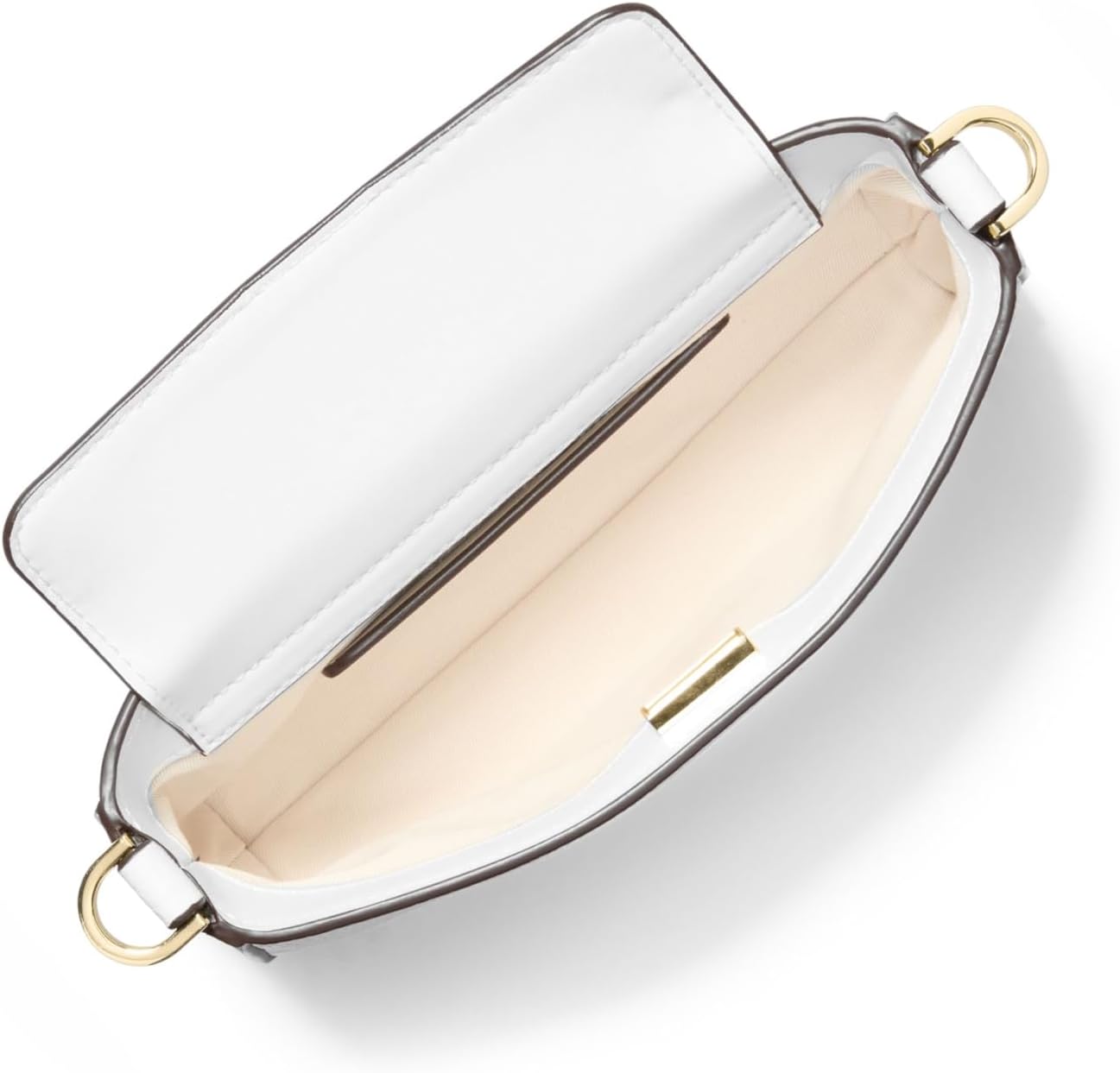 Neutral leather convertible crossbody bag, front view — view 4