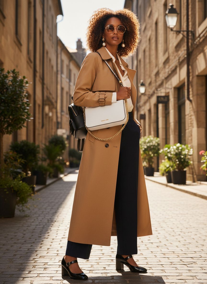 Neutral leather convertible crossbody bag, front view — view 6