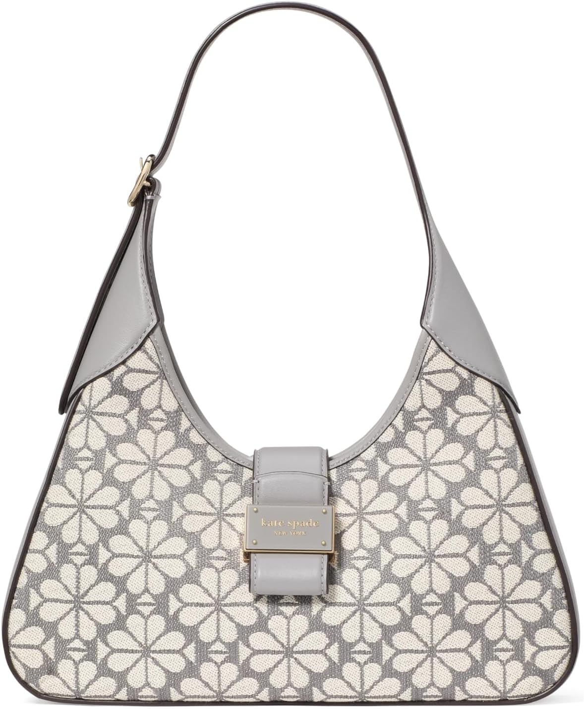 Classic leather shoulder bag in neutral tone, compact underarm style — front