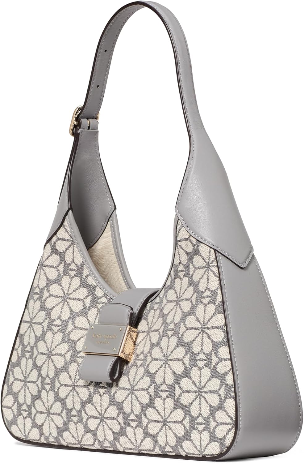 Classic leather shoulder bag in neutral tone, compact underarm style — side