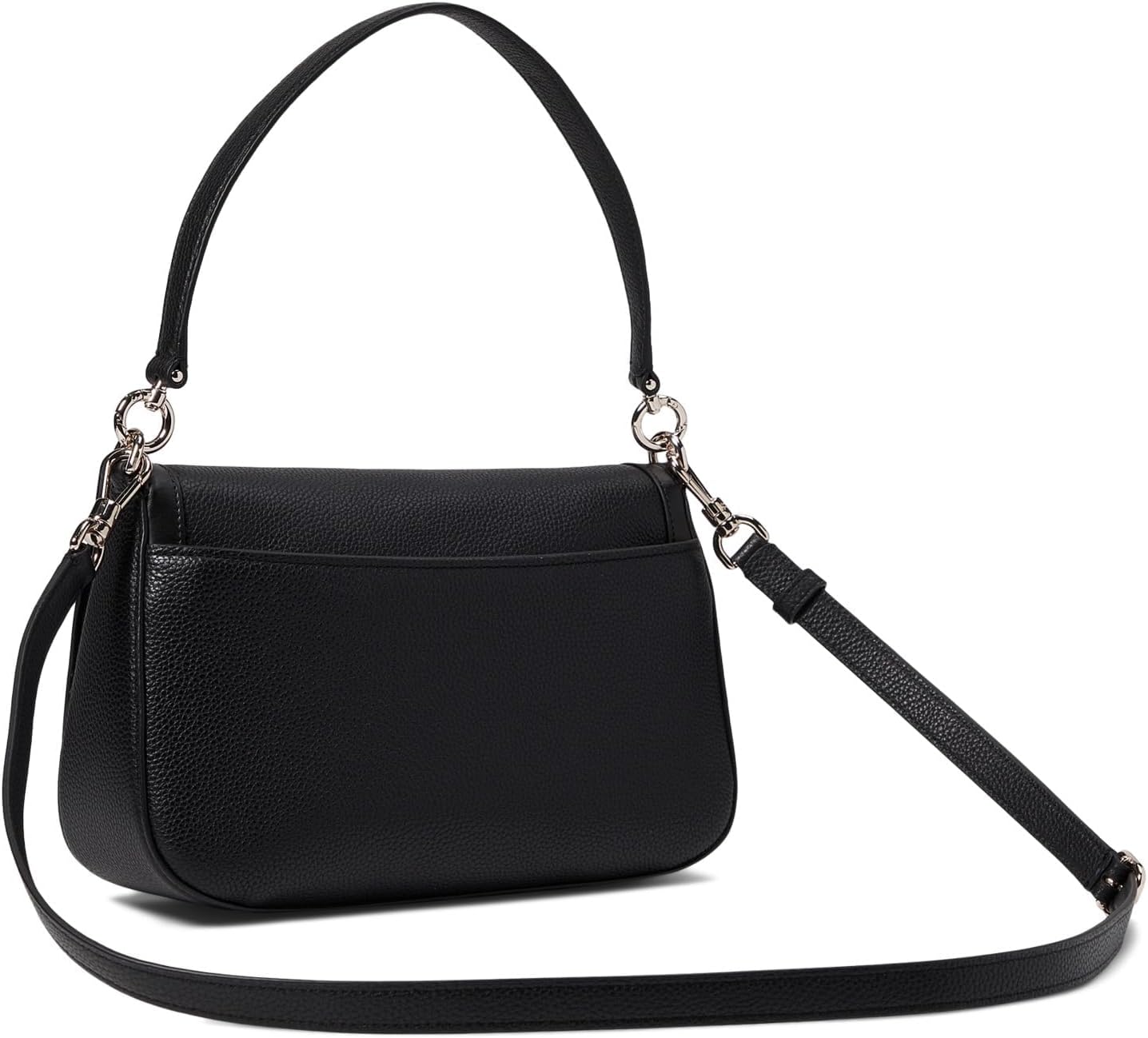 Pebbled leather flap shoulder bag in neutral tone, front view — detail