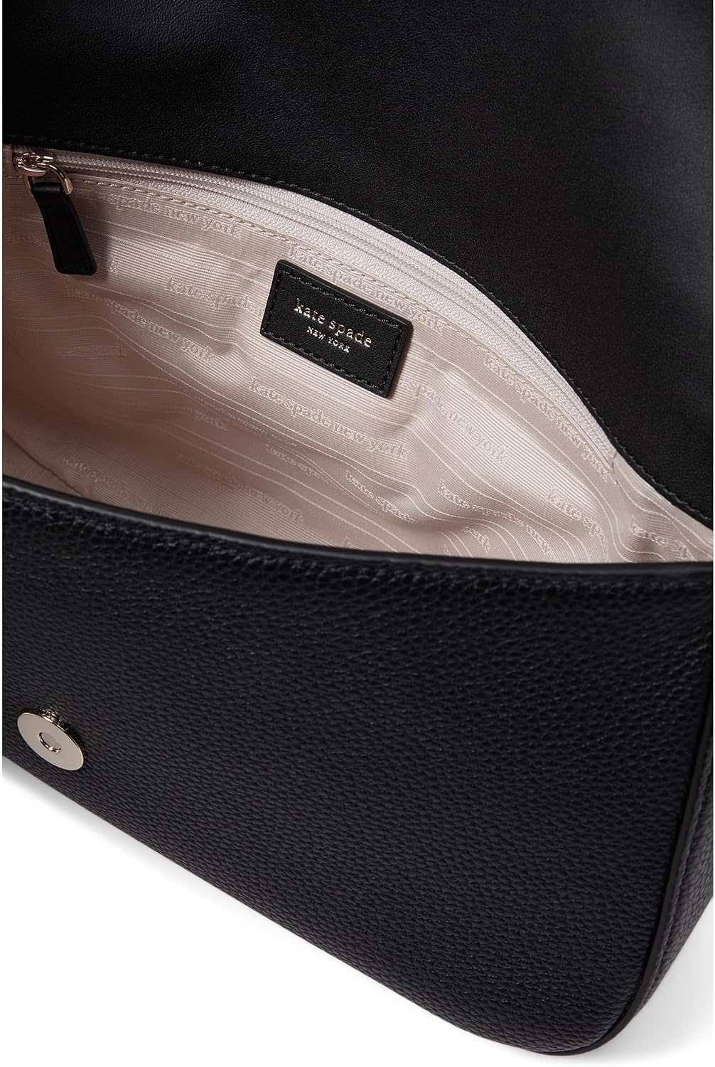 Pebbled leather flap shoulder bag in neutral tone, front view — view 7a