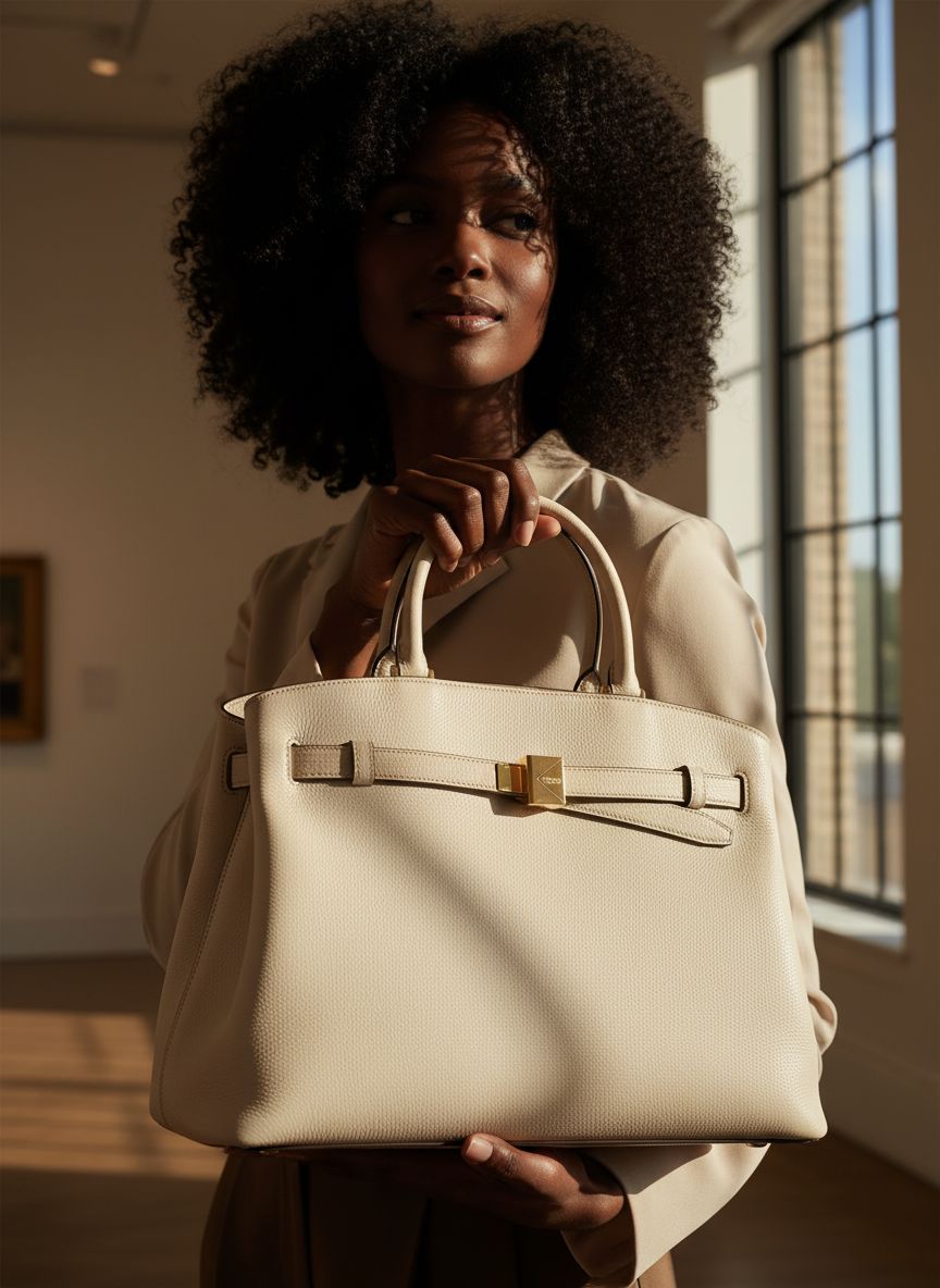 Pebbled leather satchel in neutral, structured shoulder bag for work and everyday carry — view 3b