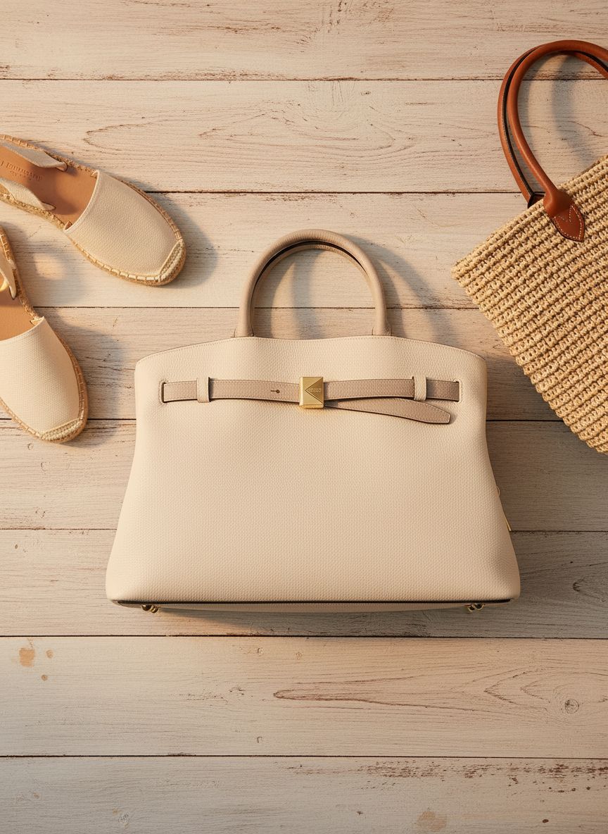 Pebbled leather satchel in neutral, structured shoulder bag for work and everyday carry — view 7b