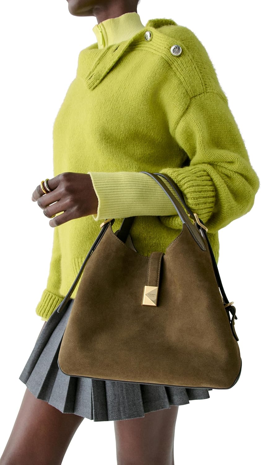 Neutral leather deco crossbody tote bag with structured silhouette — detail