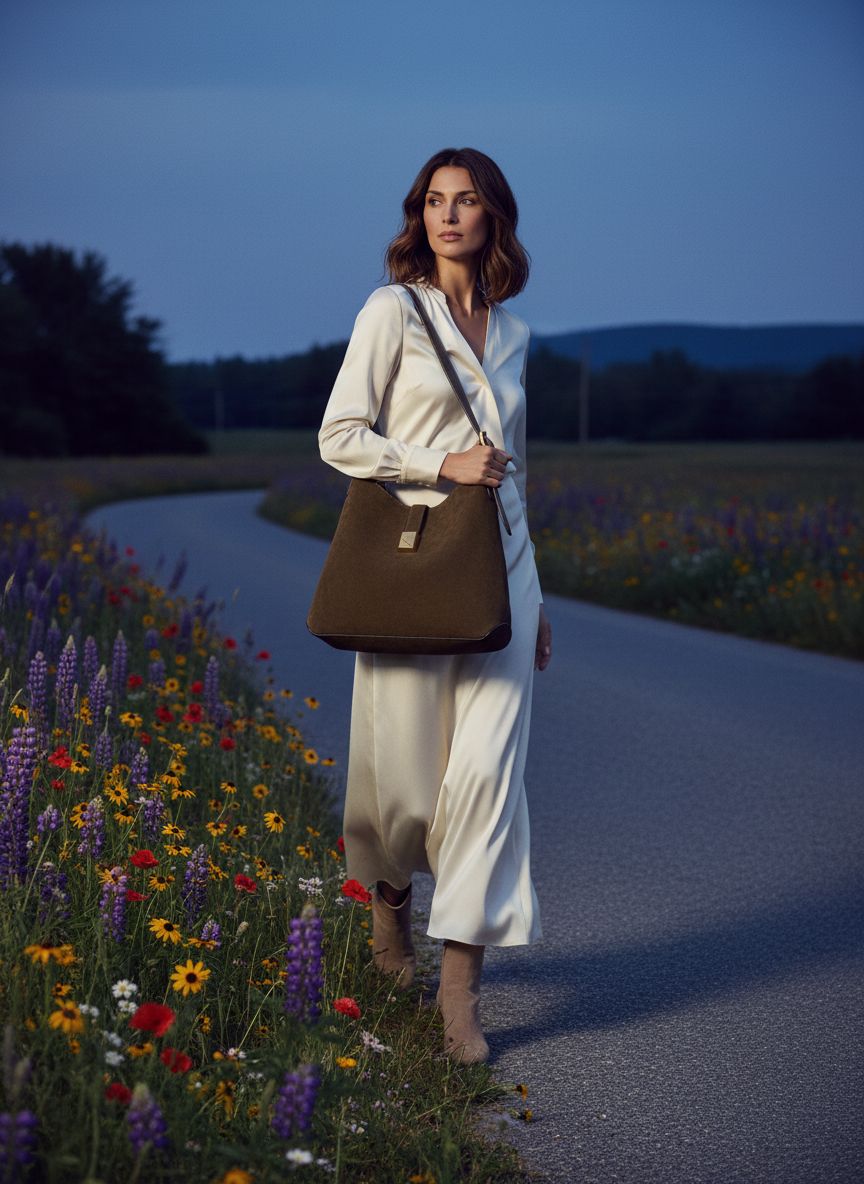 Neutral leather deco crossbody tote bag with structured silhouette — view 5a