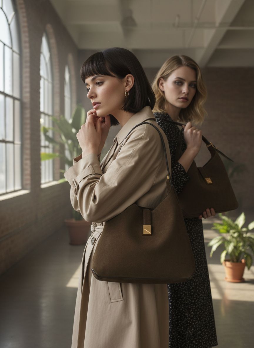 Neutral leather deco crossbody tote bag with structured silhouette — view 7a