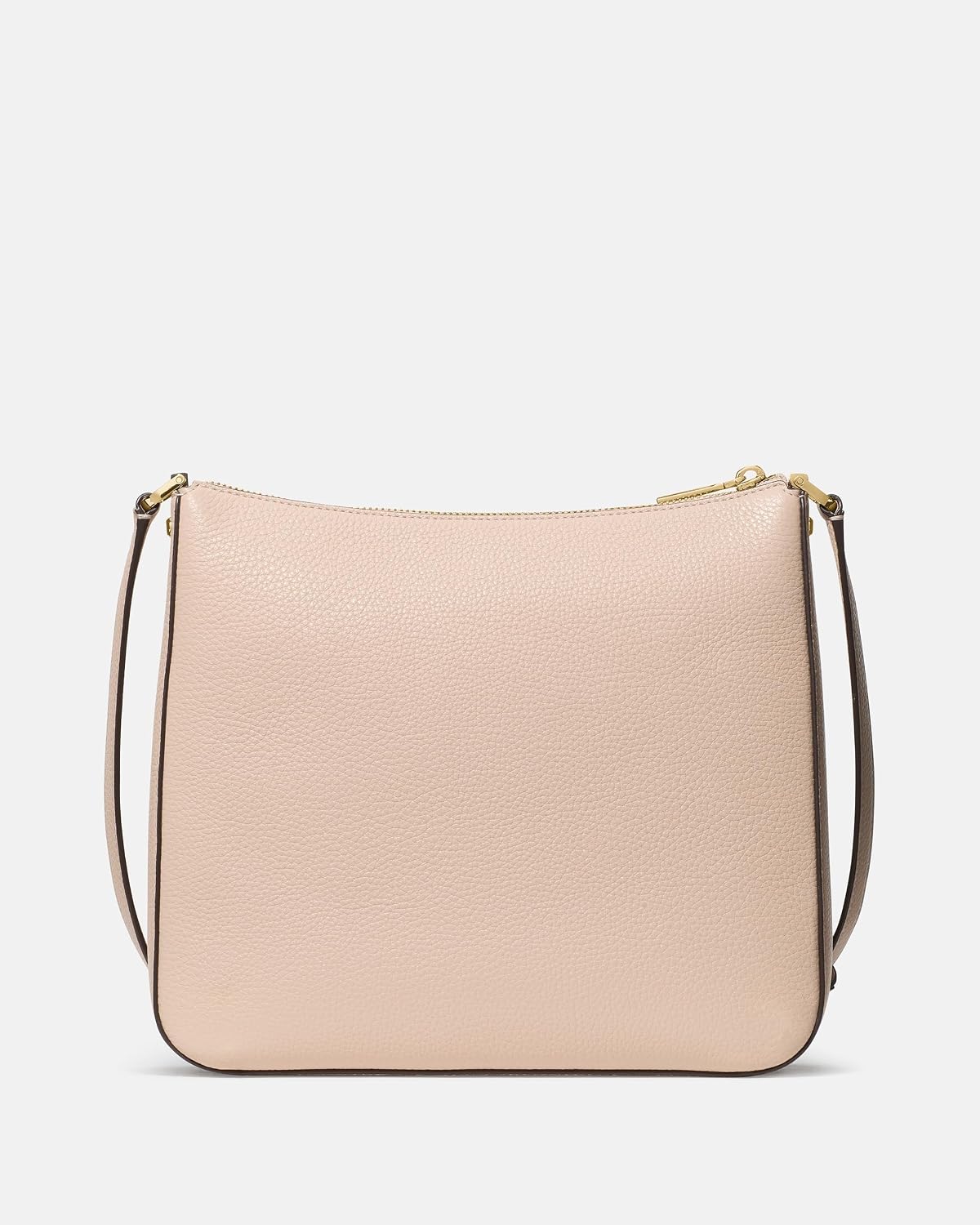 Pebbled leather saddle crossbody bag in neutral tone, front view — view 5