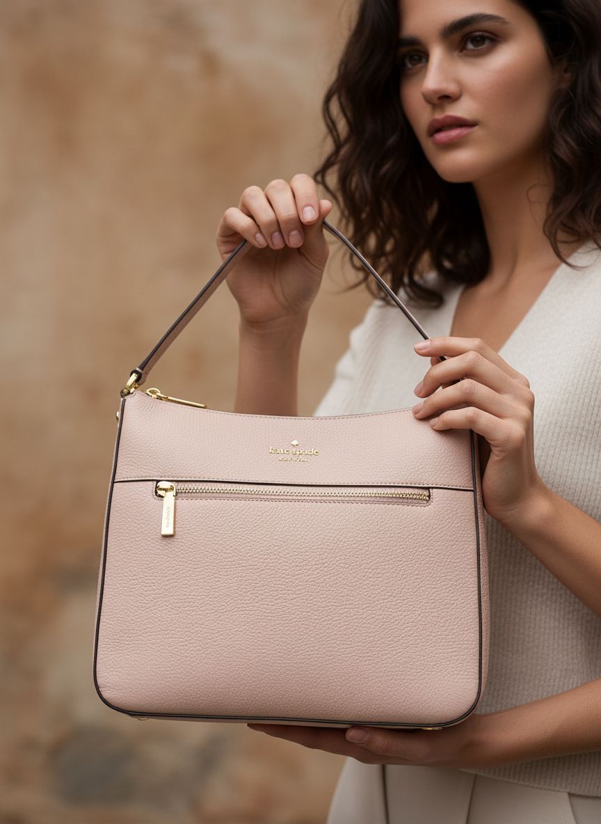 Pebbled leather saddle crossbody bag in neutral tone, front view — view 3b