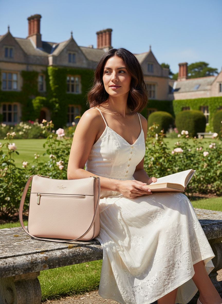 Pebbled leather saddle crossbody bag in neutral tone, front view — view 4