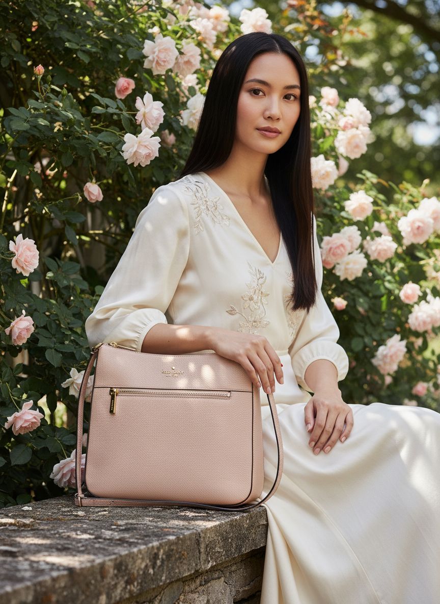 Pebbled leather saddle crossbody bag in neutral tone, front view — view 5b