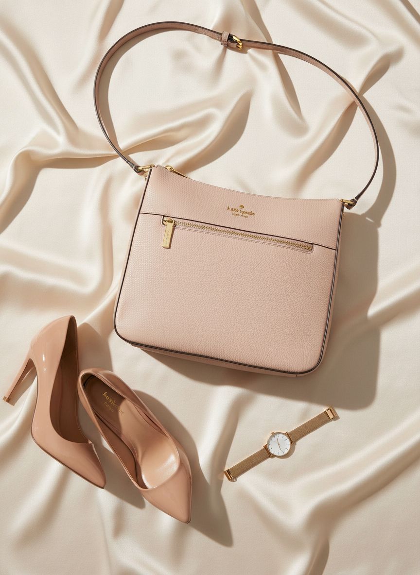 Pebbled leather saddle crossbody bag in neutral tone, front view — view 7b