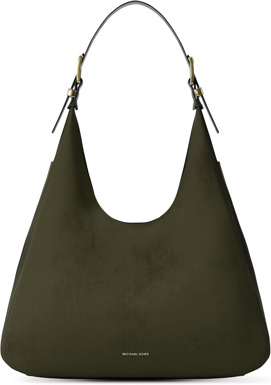 Neutral leather hobo shoulder bag with structured silhouette — view 3a