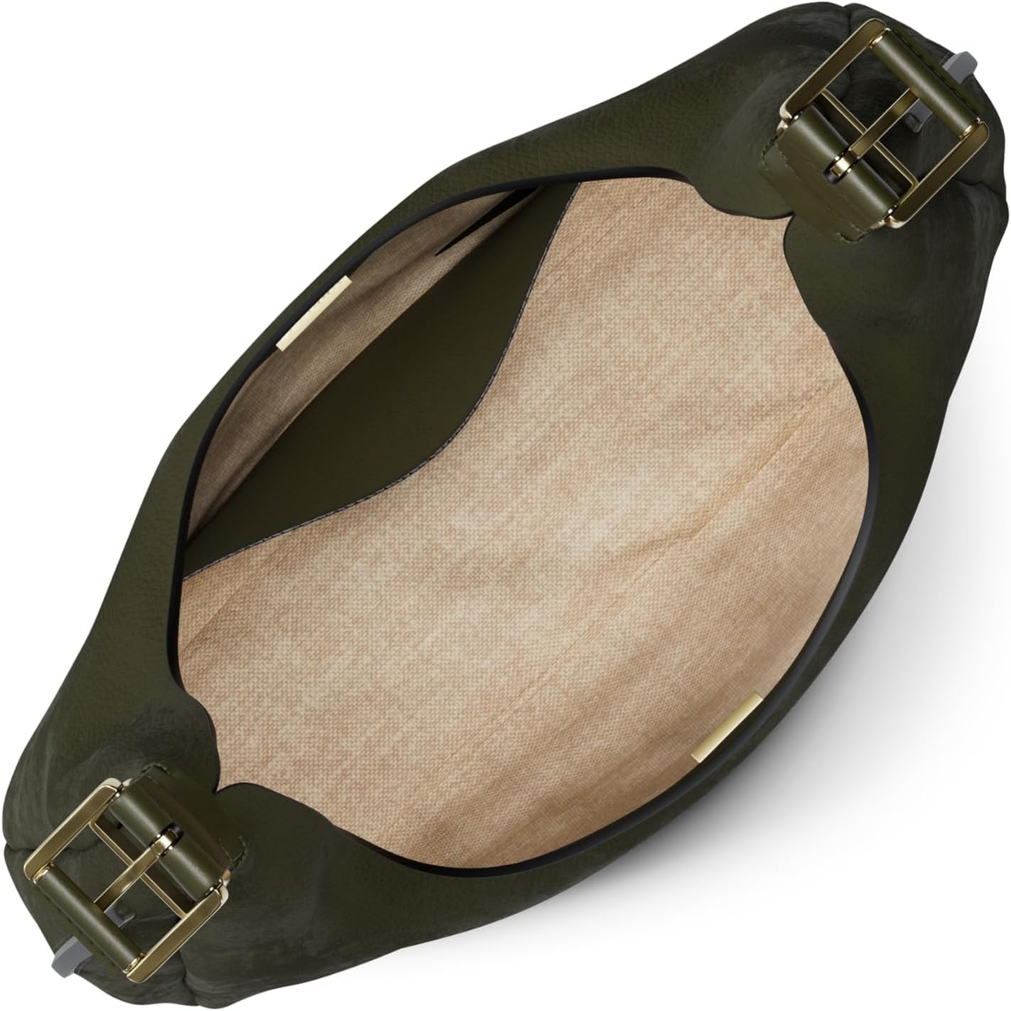 Neutral leather hobo shoulder bag with structured silhouette — side