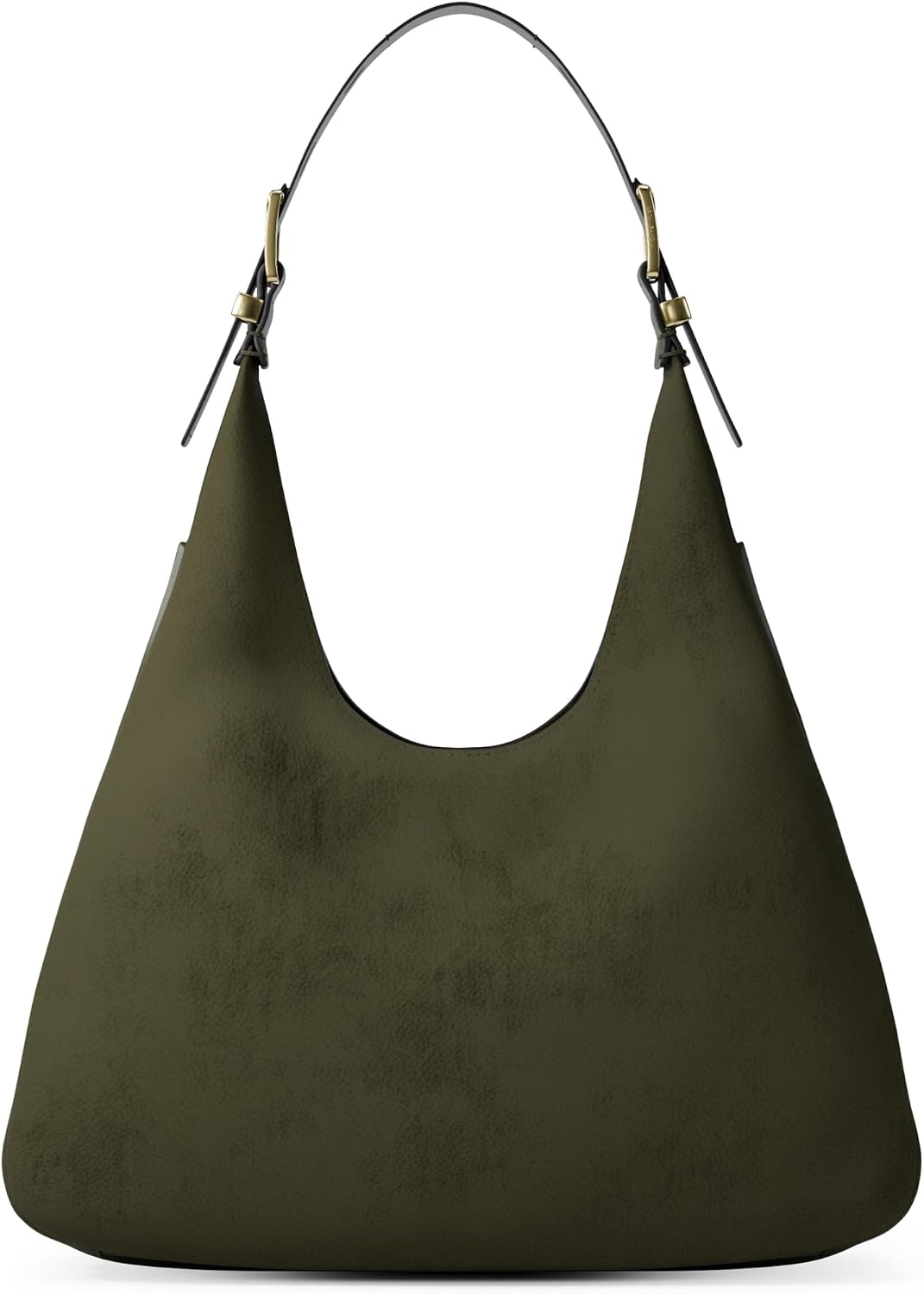 Neutral leather hobo shoulder bag with structured silhouette — back
