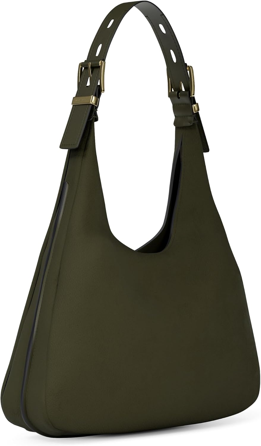 Neutral leather hobo shoulder bag with structured silhouette — view 5