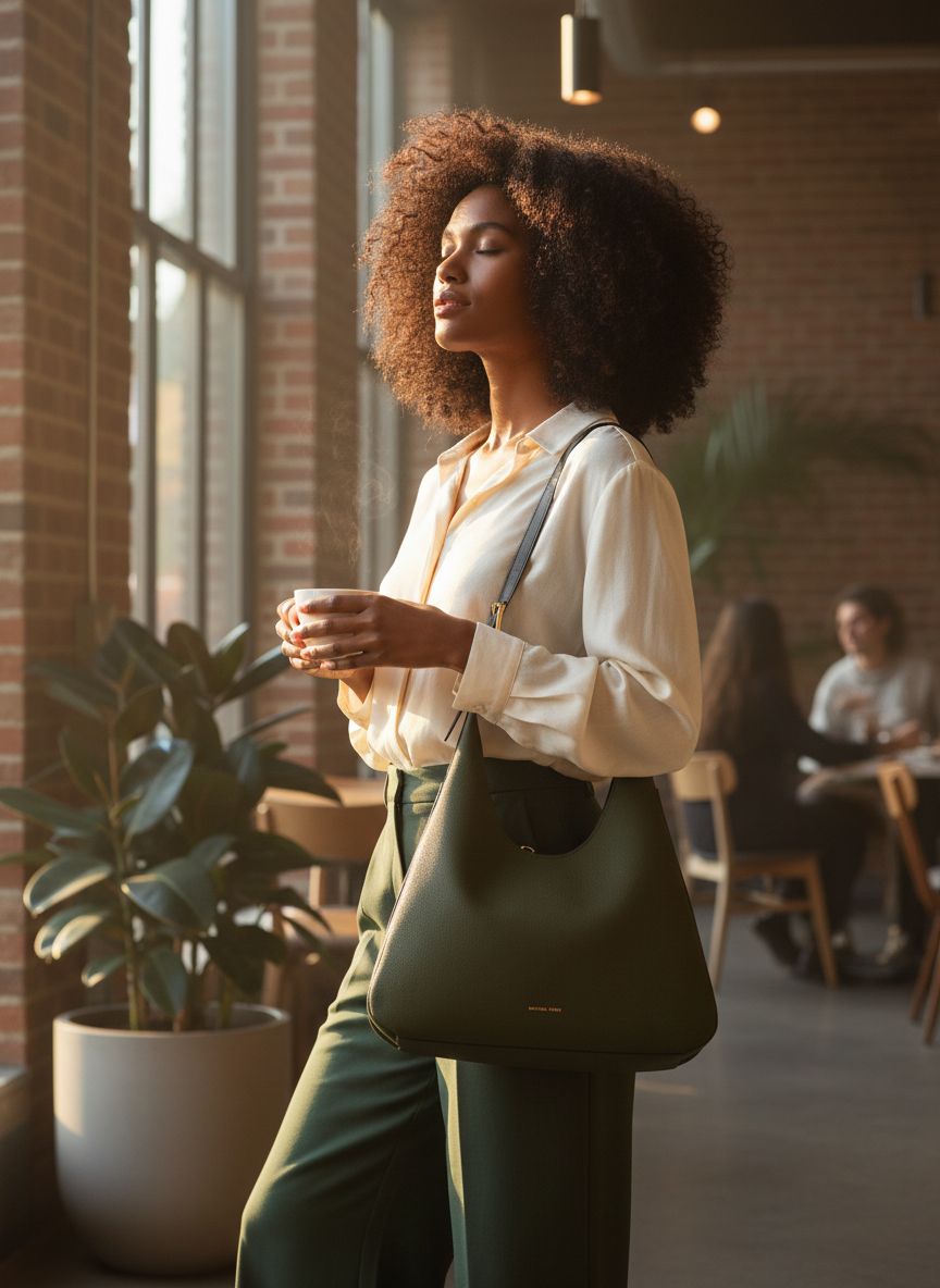 Neutral leather hobo shoulder bag with structured silhouette — view 4