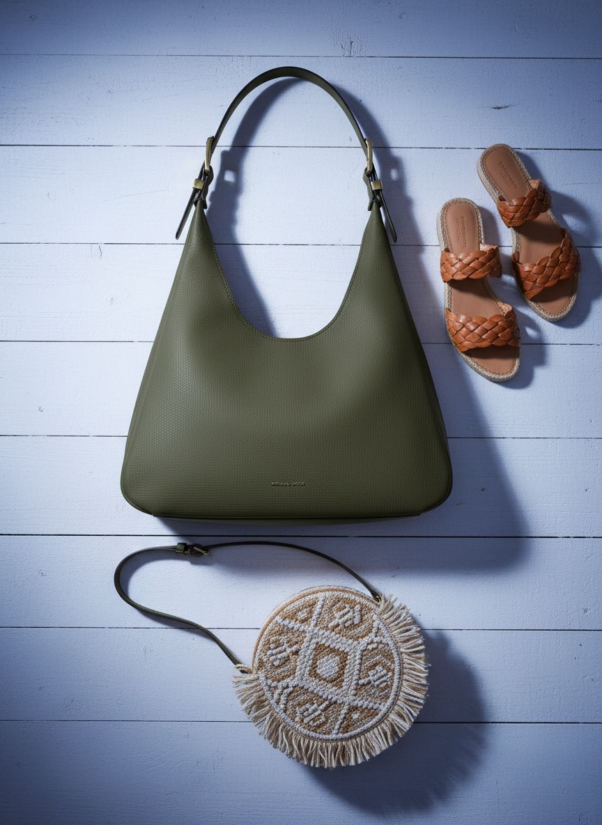 Neutral leather hobo shoulder bag with structured silhouette — view 7b