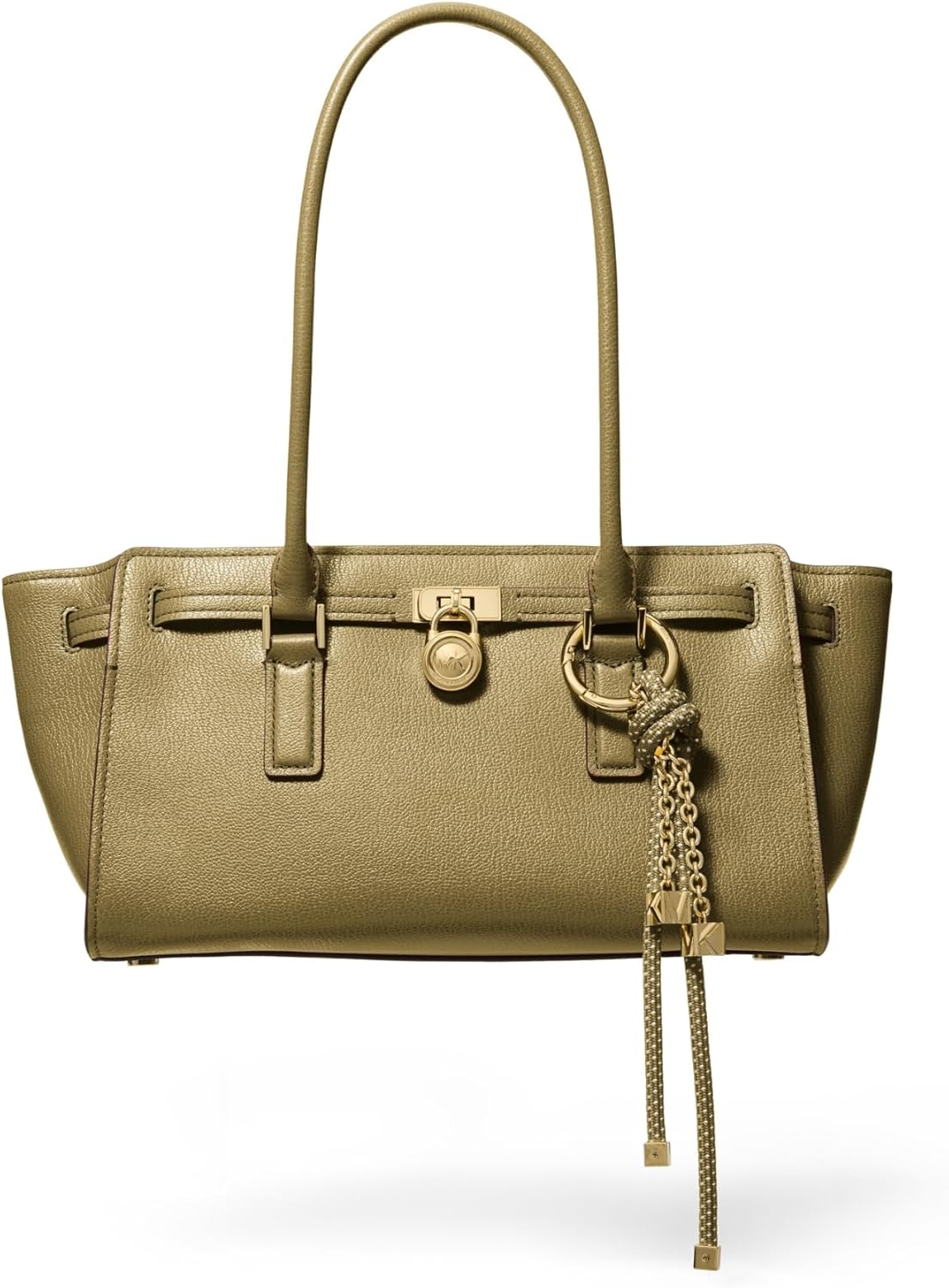 Neutral leather shoulder tote bag with structured silhouette and dual handles — view 5