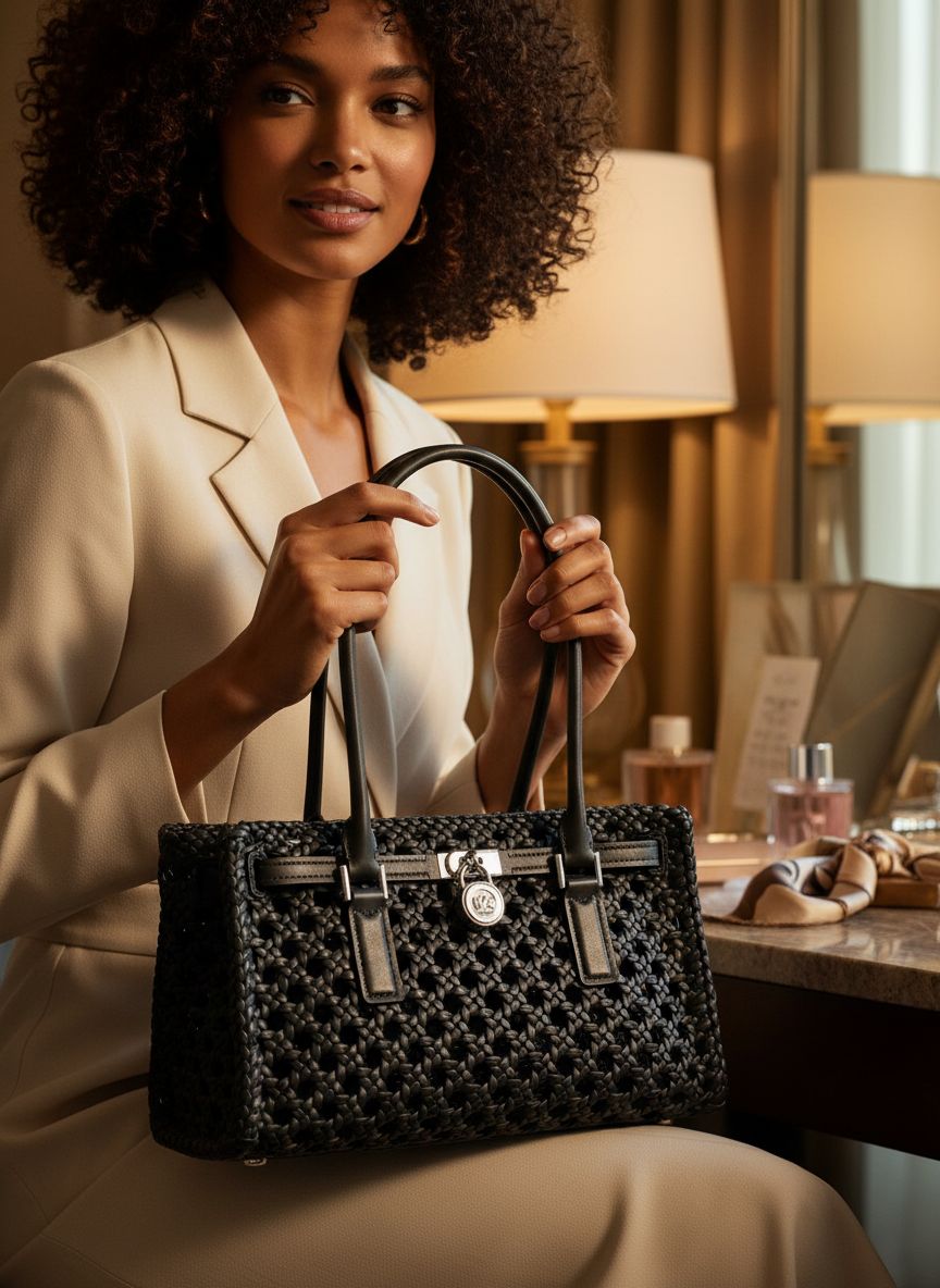 Neutral leather shoulder tote bag with structured silhouette and dual handles — view 3b