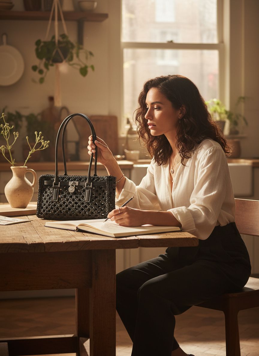 Neutral leather shoulder tote bag with structured silhouette and dual handles — view 4