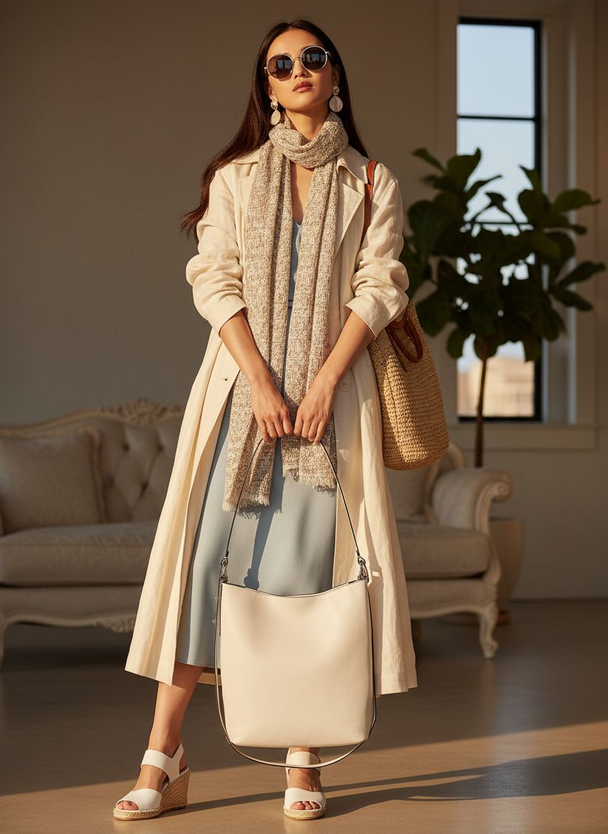 Woven leather bucket bag in neutral tone, front view — view 6