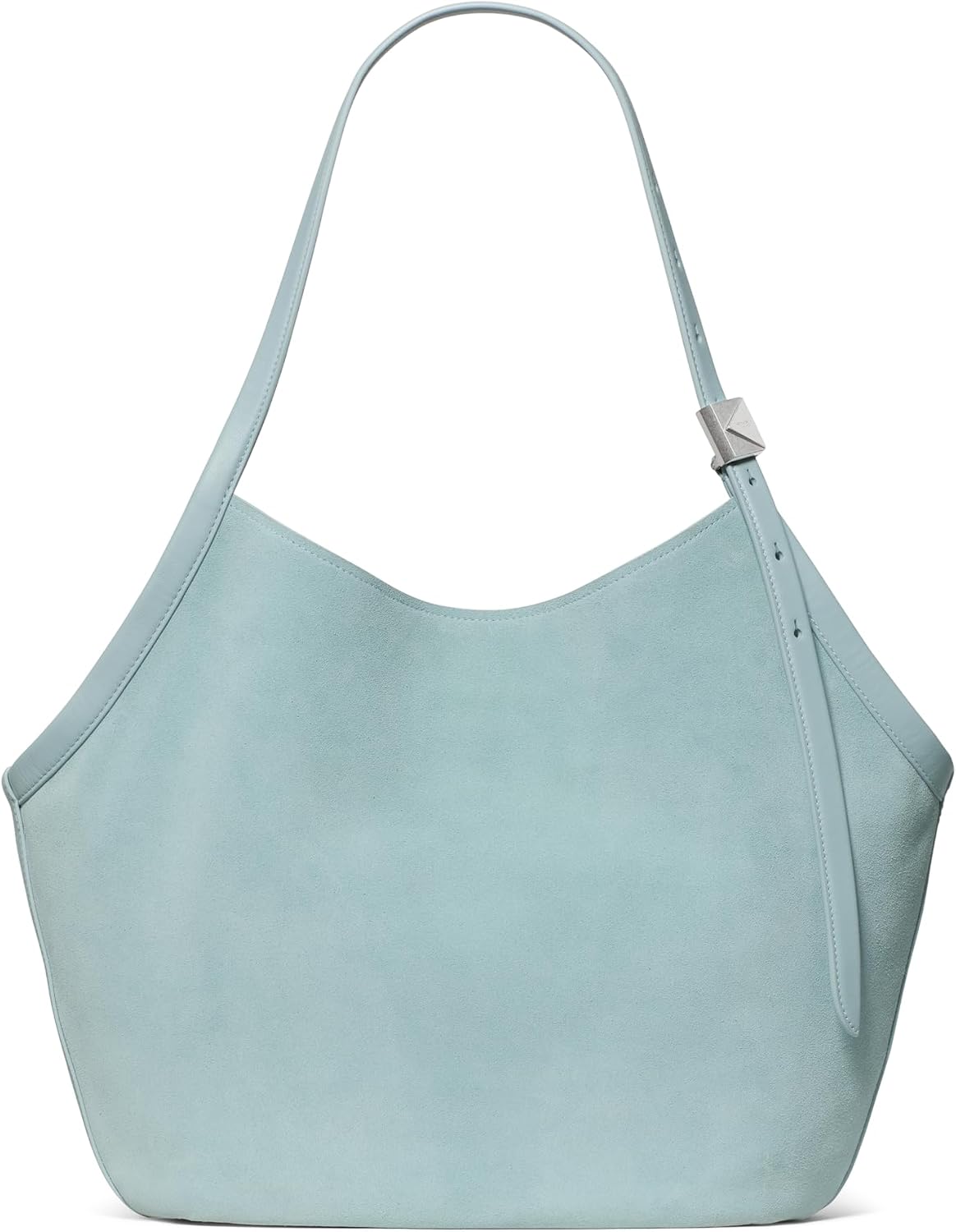 Fine grain leather tulip tote in neutral, front view with structured silhouette — view 5