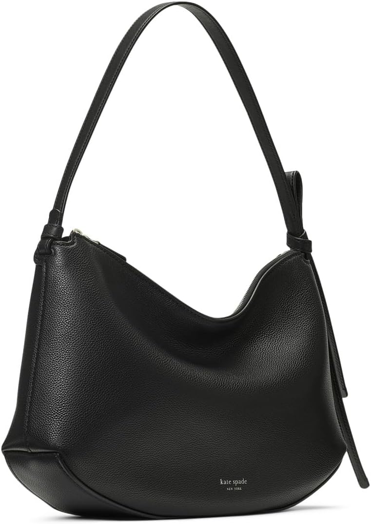 Pebbled leather shoulder bag in neutral tone, front view — view 1