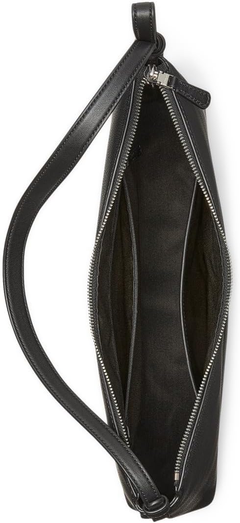 Pebbled leather shoulder bag in neutral tone, front view — view 3