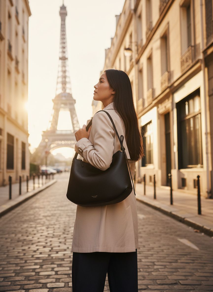 Pebbled leather shoulder bag in neutral tone, front view — view 2
