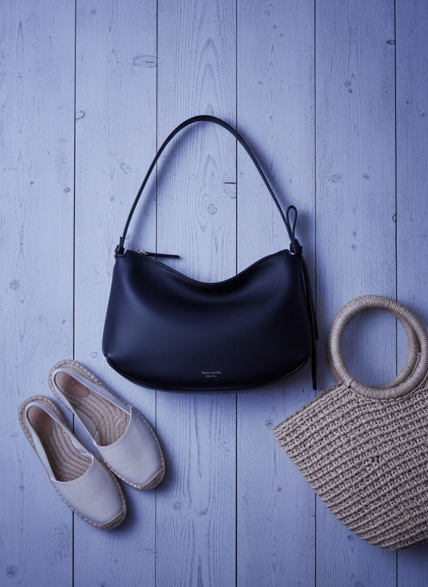 Pebbled leather shoulder bag in neutral tone, front view — view 7b