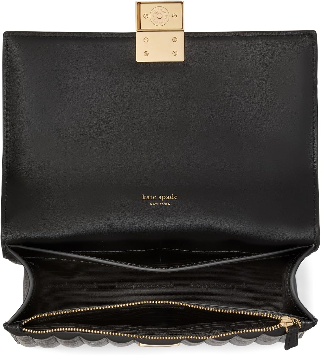 Leather chain crossbody bag in {color} with quilted flap detail and baguette shape — view 3a
