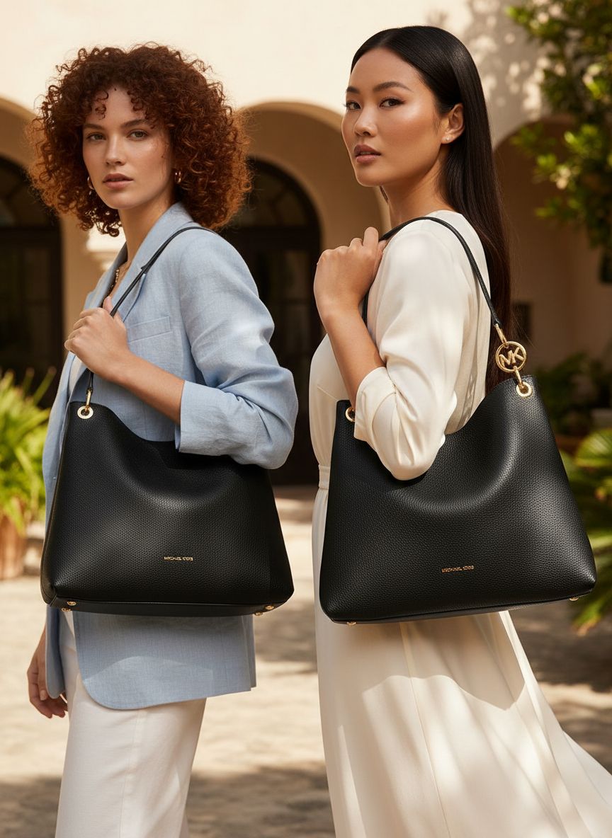 Michael Kors Christina Large Shoulder Bag in {color} leather — view 7a